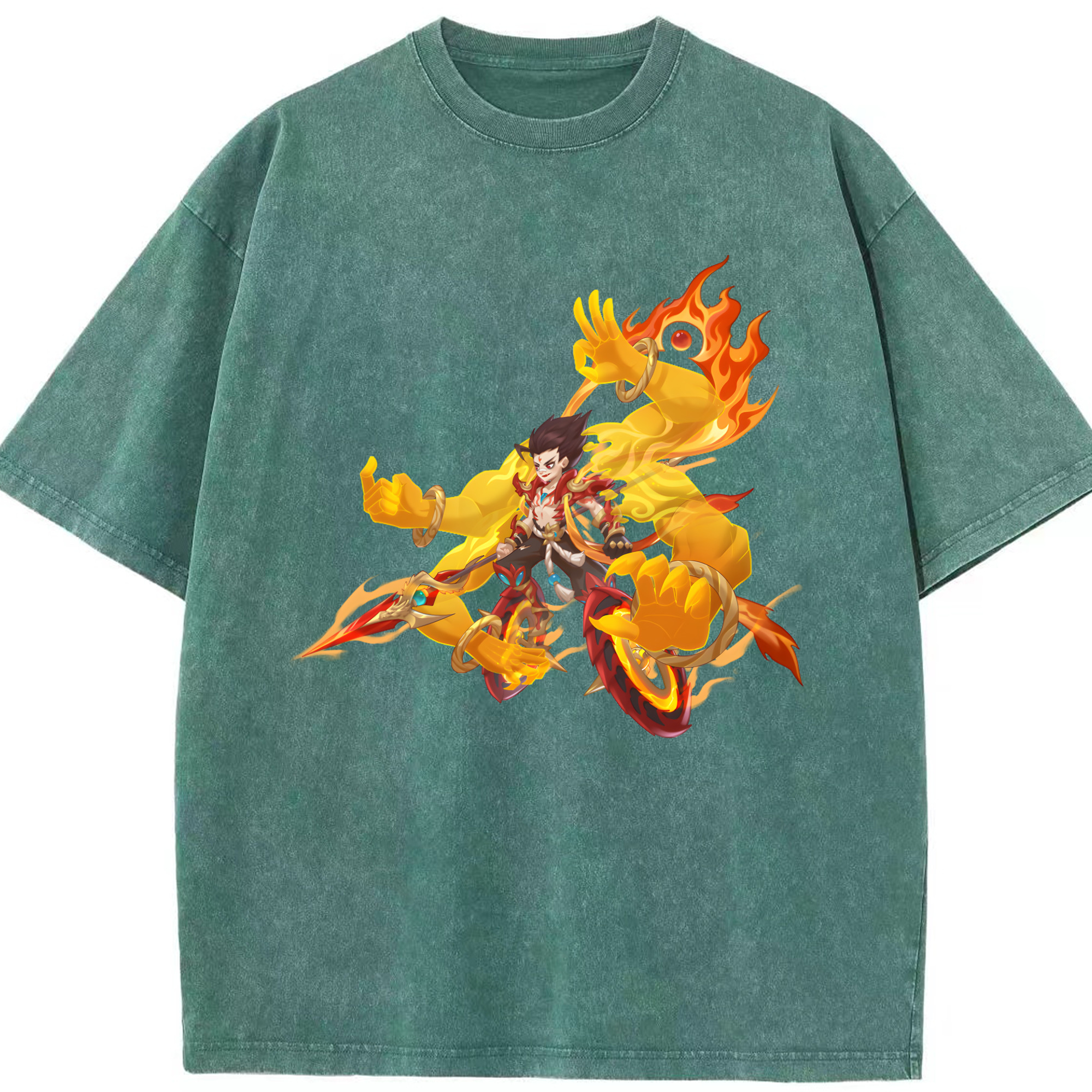 （画像用） Ne Zha 2 ナタ 魔童の大暴れ 綿100% ヴィンテージ風 半袖Tシャツ（フロントプリント）